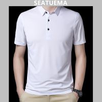 เสื้อยืด SEATUEMA สำหรับผู้ชาย,เสื้อบางใหญ่ไหมหม่อนวัยกลางคนสำหรับฤดูร้อน