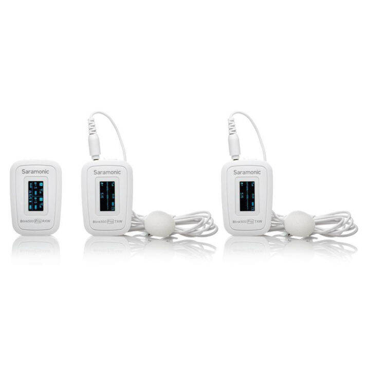 saramonic-blink500-pro-b2w-white-ไมโครโฟนไร้สาย-คลื่น-2-4ghz-สำหรับกล้องและสมาร์ทโฟน-1ตัวรับ2ส่ง-รับประกัน-saramonic-thailand-กทม-ส่งด่วนทักแชท