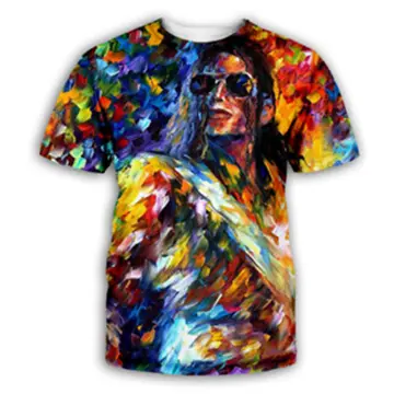 Men Women Rock Singer Michael Jackson 3D Print T-shirt Summer Casual  Streetwear Hip Hop Fashion Harajuku Streetwear Tops Tees