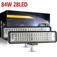 【CW】 1Pair 84W Car 12-60V 28LED Flood Beam Worklight Bar Offroad SUV Tractor Boat Truck Excavator