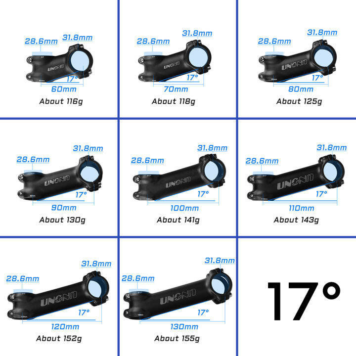 uno-stem-mtb-bike-stem-7-17-35องศา-ultralight-alu-stem-road-bicycle-stem-60-70-80-90-100-110-120-130mm-handlebar-stem-สำหรับ28-6mm-fork