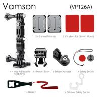 Vamson หมวกกันน็อคอุปกรณ์เสริมสำหรับ Gopro Hero 6 5 4ชุด,4ทิศทางปรับได้4ทางสายคล้องคอแขนหมุนปรับได้สำหรับ Xiaomi Yi สำหรับ Vp126b Sjcam