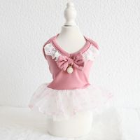 Pink Lace Bow Dog Cat Dress Pet Products Summer 100% Cotton Clothing For Dogs Cats Chihuahua Teddy Pet Puppy Dog Clothes 2020 Dresses