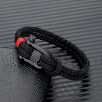 MKENDN Men Black Stainless Steel U shape Survival Bracelet Outdoor Camping Rescue Emergency Shackle Rope Bracelet For Women 【hot】d25bil