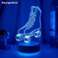 ♧ Ice Skate Shoe Style 3D Lamp Novelty LED Desk Night Light Sporting Boy Child Gift Multicolor Home Atmosphere Mood Illusion Decor