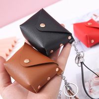 RUUEY เคสกุญแจกระเป๋าใส่เหรียญกระเป๋าสตางค์สั้น Pouch Koin PU กระเป๋าเก็บของที่ใส่บัตรพอร์ทัลนักเรียน