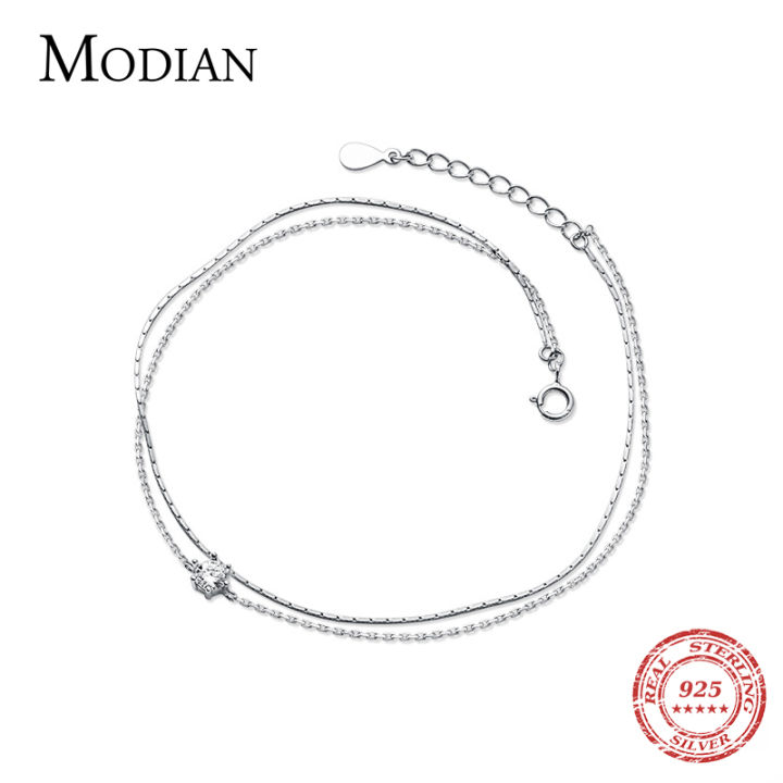 modian-silver-simple-double-layer-anklets-for-women-summer-trendy-925-sterling-silver-foot-jewelry-fashion-style-leg-bracelet