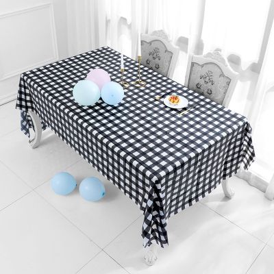 Gingham Checkered Disposable Plastic Picnic Tablecloth For Wedding Birthday Parties 54 Inch x 108 Inch Rectangle Table Cover