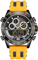 NAVIFORCE Mens Analog Digital Sport Watches Waterproof Multifunction Chronograph Silicone Strap Watch Yellow