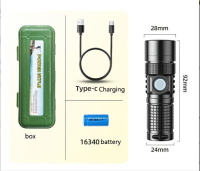 ไฟฉายอะลูมิเนียมพกพาสะดวกแบบ USB ขนาด8000ลูเมนไฟฉายขนาดเล็กชาร์จไฟแบบซูมได้กลางแจ้งไฟฉาย LED P50