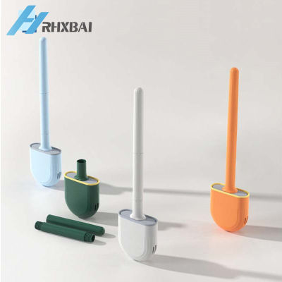 Removable Handle Silicone Bristles Toilet Brush and Holder Wall Hang Cleaning Kit for Bathroom Storage and Organization WC Tools