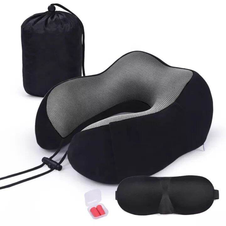 【Ready Stock】 U Shaped Memory Foam Neck Pillows Travel Office