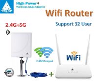 Router+USB WiFi 2.4G+5G ชุดขยายสัญญาณ wifi  รับ WiFi แล้ว ปล่อย WiFi ต่อ รองรับการใช้งาน WiFi สูงสุด 32 อุปกรณ์