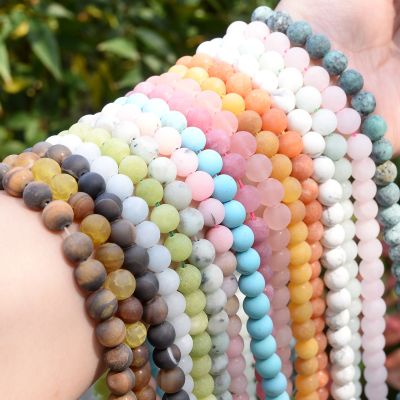 【CC】┅□  Stone Matte Tiger Amazonite Agates Turquoise Jades Round Bead Loose Beads for Jewelry Making 4 6 8 10MM