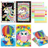 10/15pcs Colorful Dot Primary Mosaic Puzzle Stickers Games DIY Cartoon Animal Learning Education Toys For Children Kids Gift Stickers