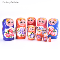 แฟคทอร์ลูเทต?5ชิ้นการ์ตูนสาวรัสเซียตุ๊กตาแม่ลูกดกไม้วาดด้วยมือ Matryoshka