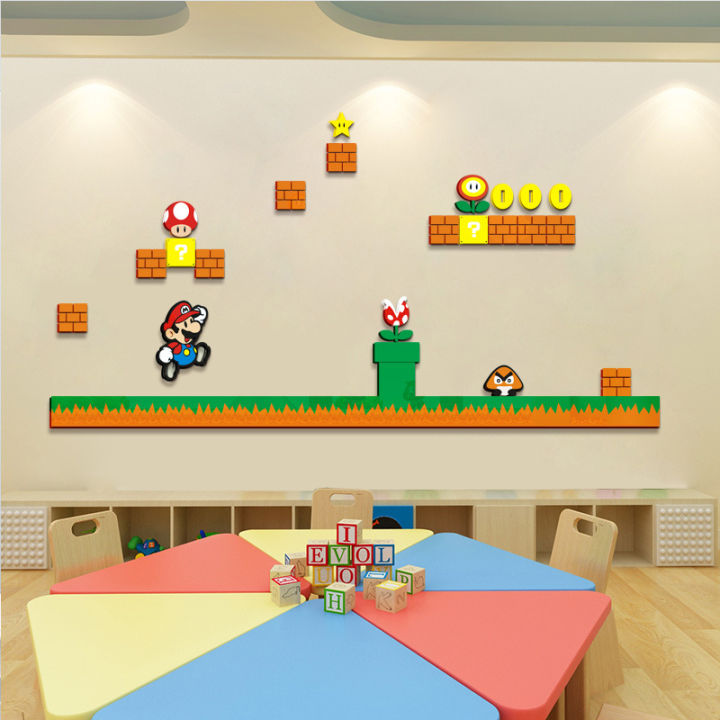 boys-roomสติ๊กเกอร์diy-3d-acrylic-super-marioสติ๊กเกอร์ติดผนัง150x70ซม