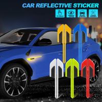 2Pcs Reflective Strip Warning Safety Mark Car Carbon Fiber Stickers Reflective Tape Bumper Auto Styling Accessories for All Car Safety Cones Tape