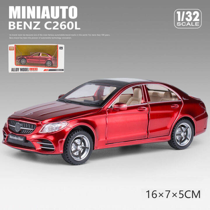 ใหม่132-benz-c260l-die-cast-miniature-รุ่นรถยนต์โลหะผสมโลหะรถดึงกลับ6ประตูเปิดของขวัญเด็ก-toy