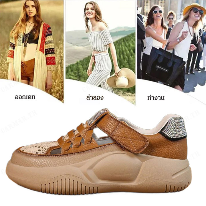 carmar-รองเท้าแตะสีขาวที่มีพื้นหนาแน่นและรูปทรงหนาแน่นสำหรับผู้หญิงในช่วงฤดูร้อน
