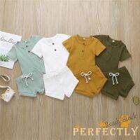 【hot sale】 ☍ C10 Perfectly-0-24m Newborn Baby Girls Boys Rib-knitted Short Sleeve T-shirt Shorts 2Pcs Set Casual Cotton Clothing