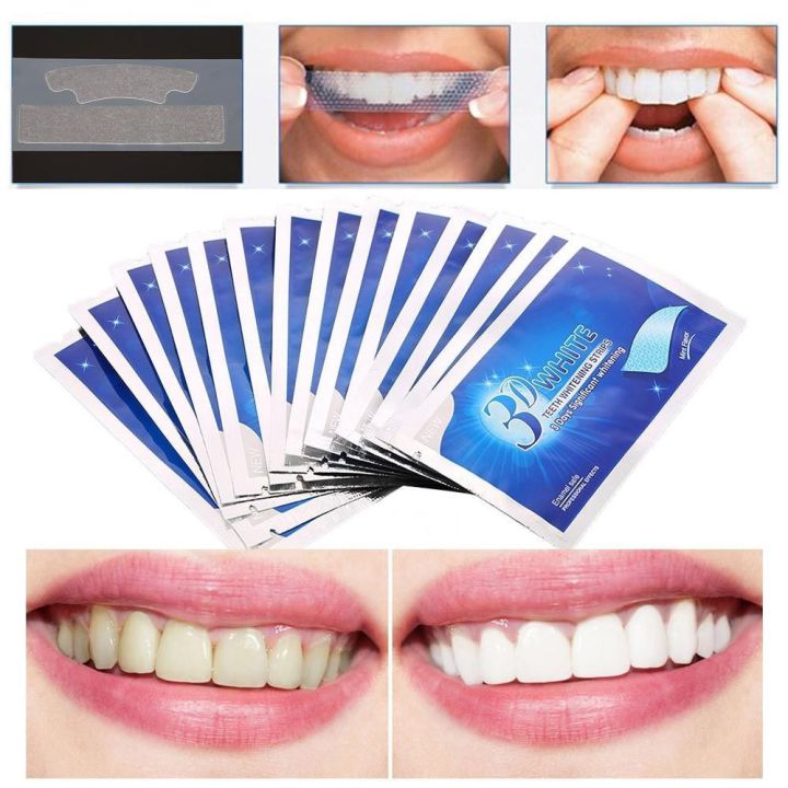 1-ซอง-แผ่นฟอกฟันขาว-3d-white-teeth-whitening-strips-แผ่นแปะฟอกฟันขาว-ฟอกสีฟัน