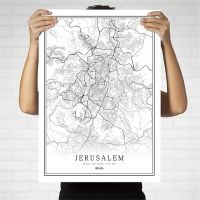 Israel Black and White City Map Poster Nordic Living Room Jerusalem Natanya Wall Art Home Decor Canvas Painting Creative gift