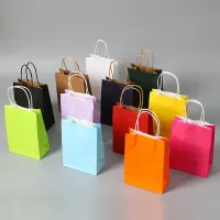 10/20/30/50pcs Mini Small Kraft Paper Bag with Handles Festival Gift Bag High Quality Candy Shopping Bags