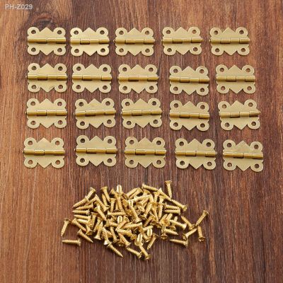 20pcs/lot Butterfly Hinges Mini Gold 4 Holes 17x20mm Cabinet Drawer Stainless Steel Retro Butt Jewellery Box Wood Wine Decor