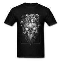 Mind Blown Ghost Tshirt O Neck Men Tops Skulls T Shirt Classic T-Shirt Horror Halloween Skull Tees Cotton Black Clothes Printed