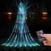 VICKYO ใหม่ RGB ไฟน้ำตกพลังงานแสงอาทิตย์กลางแจ้งกันน้ำ String Light สำหรับ Garden Patio Christmas Tree งานรื่นเริงไฟตกแต่ง