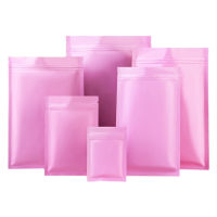 100Pcs Matte Pink Aluminum Bag Tear Notch Reusable Reclosable Zip Lock Food Sunflower Seeds Peanuts Candy Dried Fruits Snacks