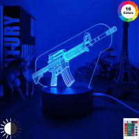 Game Weapon M4 Night Light Led Touch Sensor Color Changing Nightlight for Study Bed Room Deco Kids Boys Child Birthday Gift Lamp