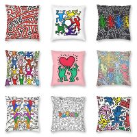 hot！【DT】✥◄✣  Abstract Graffiti Haring Dancers Painting Throw Colorful Cushion Cover Pillowcase