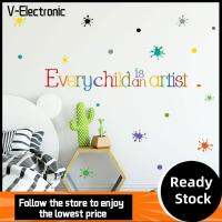 V-ELECTRONIC พีวีซีพีวีซี สติกเกอร์ติดผนัง ถอดออกได้ สีน้ำสีเพ้นท์ ตกแต่งสถานรับเลี้ยงเด็ก เด็กทุกคนเป็นศิลปิน การตกแต่งห้องเรียน