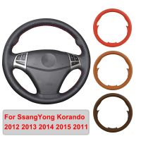 Hand-stitched Artificial Leather Car Steering Wheel Cover For SsangYong Korando 2011-2015  Original Steering Wheel Braid Steering Wheels Accessories