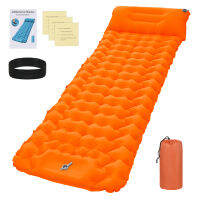 Camping Sleeping Pad พร้อมหมอนในตัวปั๊ม Ultralight Inflatable Sleeping Mat กันน้ำ Camping Air ที่นอนสำหรับ Backpacking เดินป่าเต็นท์เดินทาง