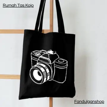 Tas Tote Bag Kanvas Murah Wanita Hitam / Tas Pergi Tas Belanja Murah Totebag  Canvas