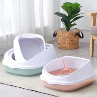 Pet cat litter box กึ่งปิดรั้วสูงที่ถอดออกได้ cat poop box cat ห้องน้ำทำความสะอาดห้องน้ำในครัวเรือนพลาสติก sandbox supplie