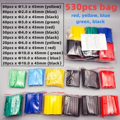 530 PCSSet Polyolefin Shrinking Assorted Heat Shrink Tube Wire Cable Insulated Sleeving Tubing Set 2:1 Waterproof Pipe Sleeve