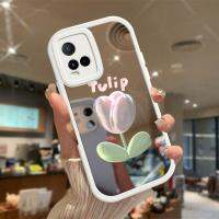 เคสสำหรับ Vivo Y21ภาพวาดสีน้ำมัน Y21T ดอกไม้/Y21A/ Y21S รูปแบบฝาหลังพื้นผิวกระจกเคสกันกระแทกกล้องกันกระแทก