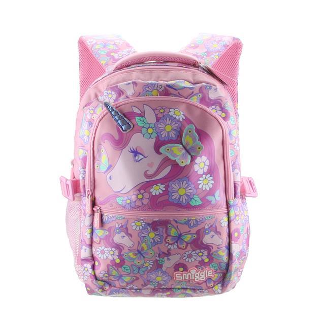australian-high-quality-original-smiggle-children-39-s-schoolbag-girls-shoulder-backpack-pink-butterfly-unicorn-sweet-bag-16-inches