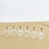 10Pcs 2ml Small Transparent Flat Round Glass Bottles with Cork Art and Craft Perfume Wishing Travel Vials Trinket Pendant