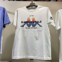 เสื้อยืดสีขาวลำลองสำหรับผู้ชายเสื้อคอคลมแขนสั้นกีฬากลับสู่ด้านหลังของ Kappa