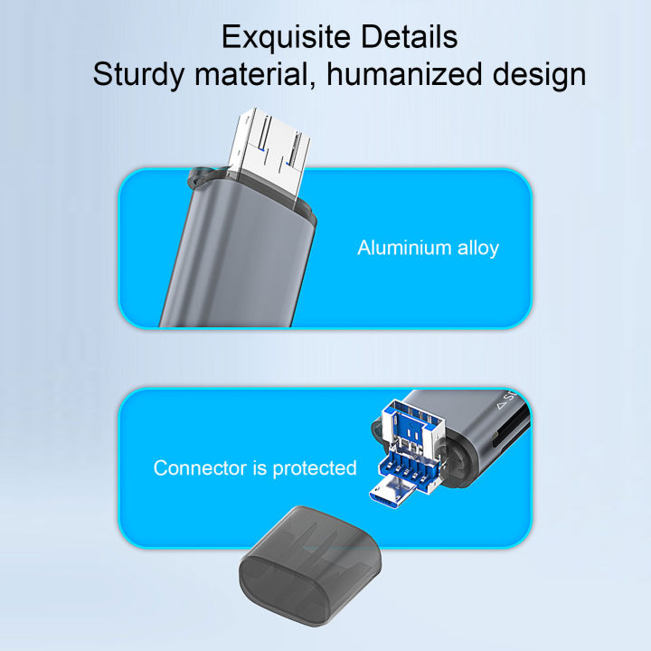 เครื่องอ่านการ์ด5gbps-ตัวอ่านไมโครการ์ดเครื่องอ่านการ์ด3-in-1สำหรับพีซี