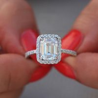 Luxury 3.5 ct Big Square Cut AAA Zircon Ring with Micro Paved CZ Wedding Rings for Brides 925 sterling silver Jewelry