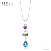 Lenya Jewelry  จี้เงินแท้ ชุบโรเดียม ประดับบลูโทแพซ (Blue Topaz) เพอริดอท (Peridot) และอเมทิสต์ (Amethyst)