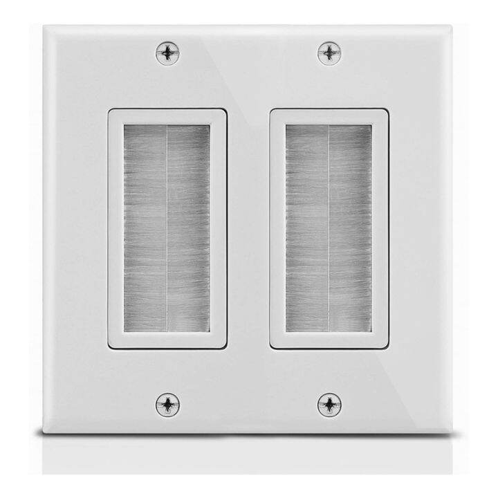 2Gang Wall Plate, Brush Style Opening Passthrough Low Voltage Cable