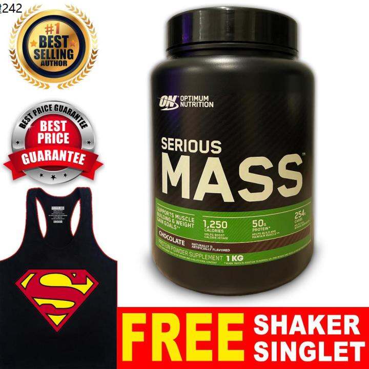 ☀Free Shaker | Optimum Nutrition Serious Mass 1KG + Scoop Repack Male ...