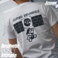 เสื้อยืดแขนสั้น ผ้าฝ้าย พิมพ์ลาย Super Mario JDM สไตล์ญี่ปุ่น ผ้าฝ้ายแท้S-5XL